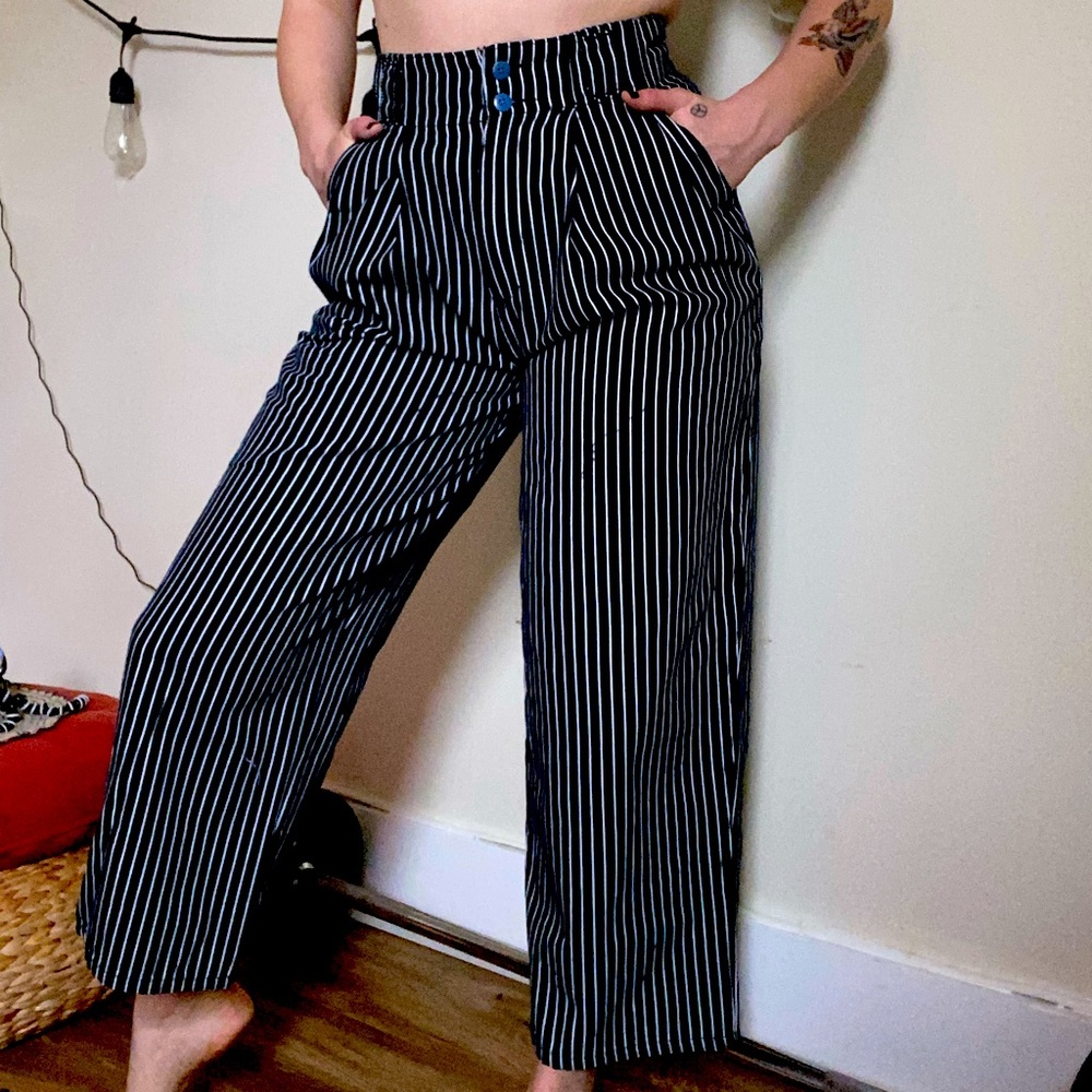 Urban outfitters black and white pinstripe trousers